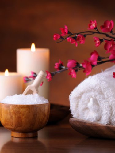 Tranquil scene with bath and massage items. XXXL image